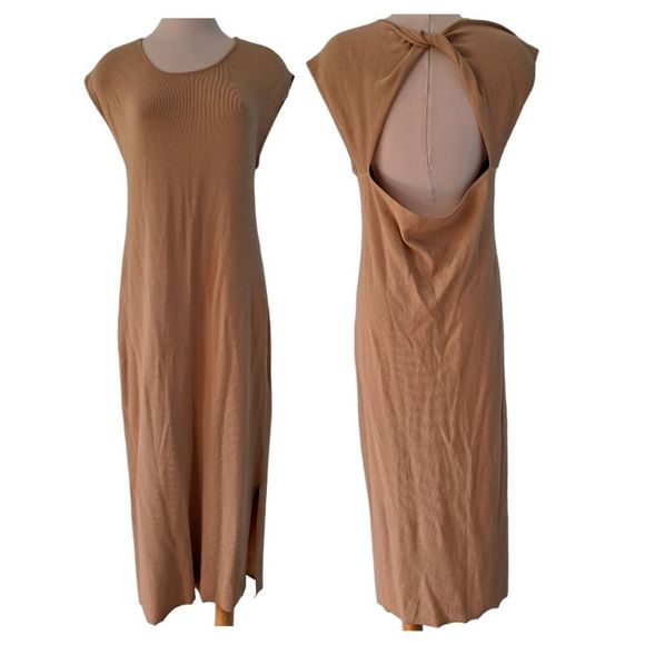 The Drop Laila Power Shoulder Twist Back Sweater Knit Dress XL Churds/Whey NWT - Picture 1 of 13